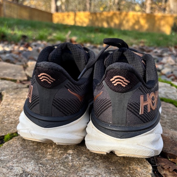 HOKA Clifton 9 Running Shoes Women's Size 9 Black Rose Gold Comfort Low Sneakers - Picture 10 of 11